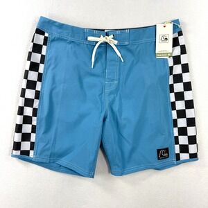 Quiksilver Original Arch Checker Board Shorts Size 36 Mens Blue 18" Length